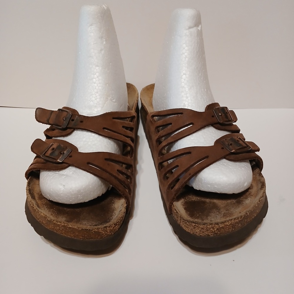 Birkenstock Womens 7.5 38 Granada Brown Sandals Slip On straps buckle - Picture 2 of 7